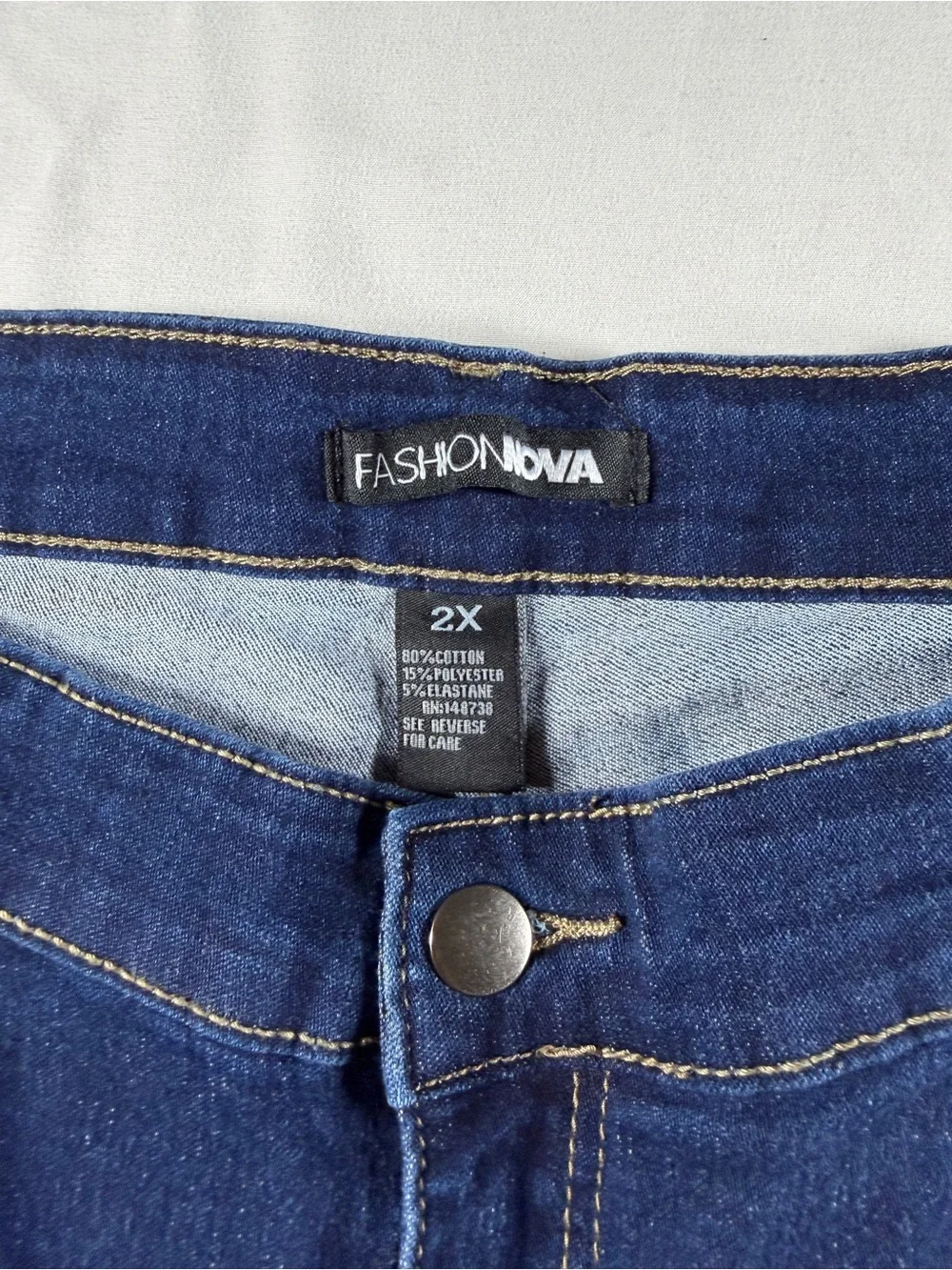 Fashion Nova Womens Distressed Skinny Plus Jeans Size 20 Dark Wash Denim Stretch
